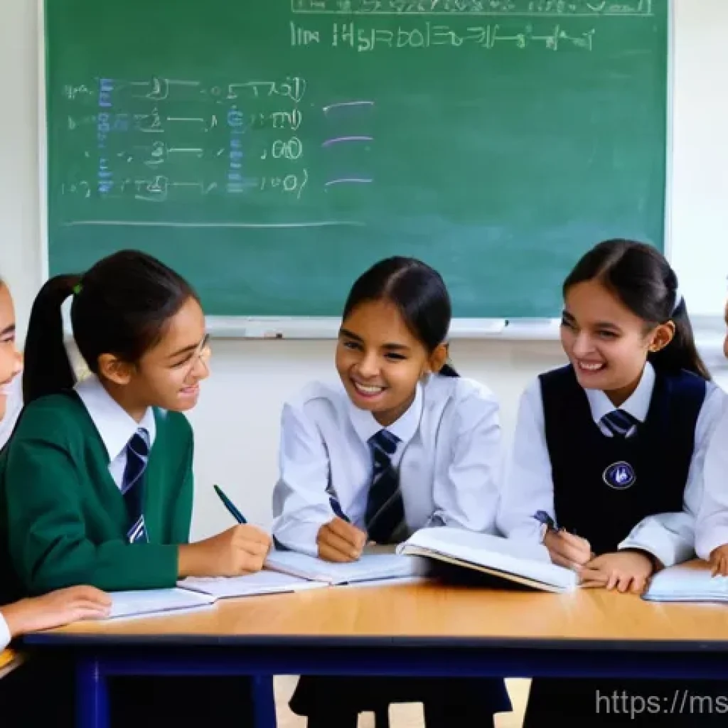 고등학교 수학 개념 총정리 - **Prompt:** A vibrant and encouraging scene featuring a diverse group of Malaysian high school stude...