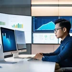 회귀 분석과 머신러닝 - **Prompt 1: Data-Driven Insights in a Modern Workspace**
A diverse young Malaysian professional,...