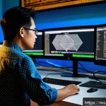 뉴턴 방법과 최적화 - A highly detailed digital illustration of a modern optimization workspace, featuring a Malaysian dat...