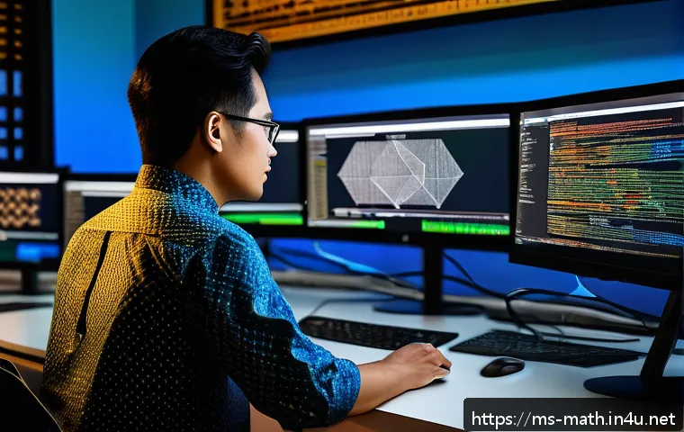 뉴턴 방법과 최적화 - A highly detailed digital illustration of a modern optimization workspace, featuring a Malaysian dat...