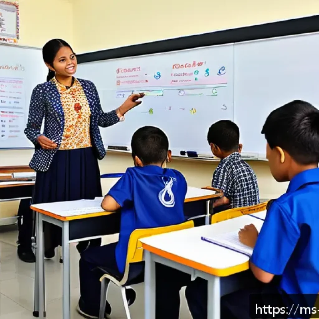 유클리드 알고리즘과 최대공약수 - A detailed classroom scene in a modern Malaysian school, showing a diverse group of students attenti...