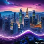 수학과 양자역학의 관계 - A detailed scientific illustration of quantum superposition featuring an electron represented as bot...